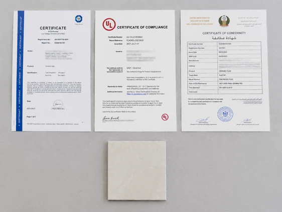 Certificate of Compliance for Fire Resistance of Tiles Certificate of Compliance for Fire Resistance of Tiles